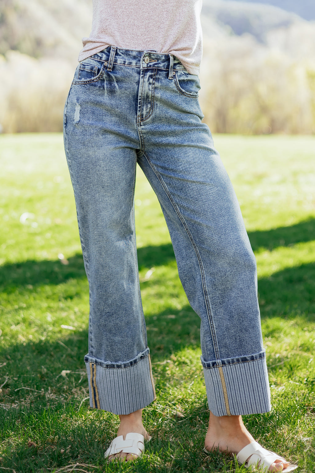 Ashleigh Blue Cuffed Straight Loose Jeans